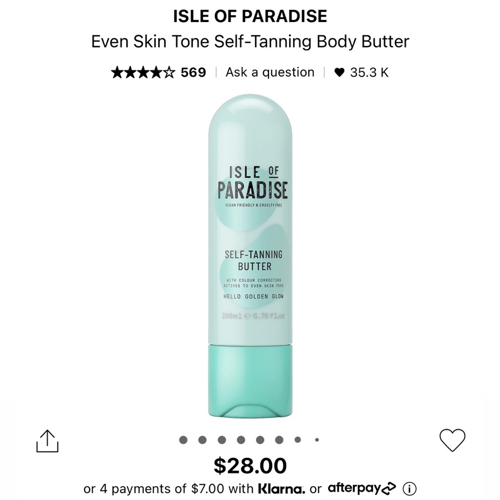 2/$30. Isle of Paradise - self tanning butter